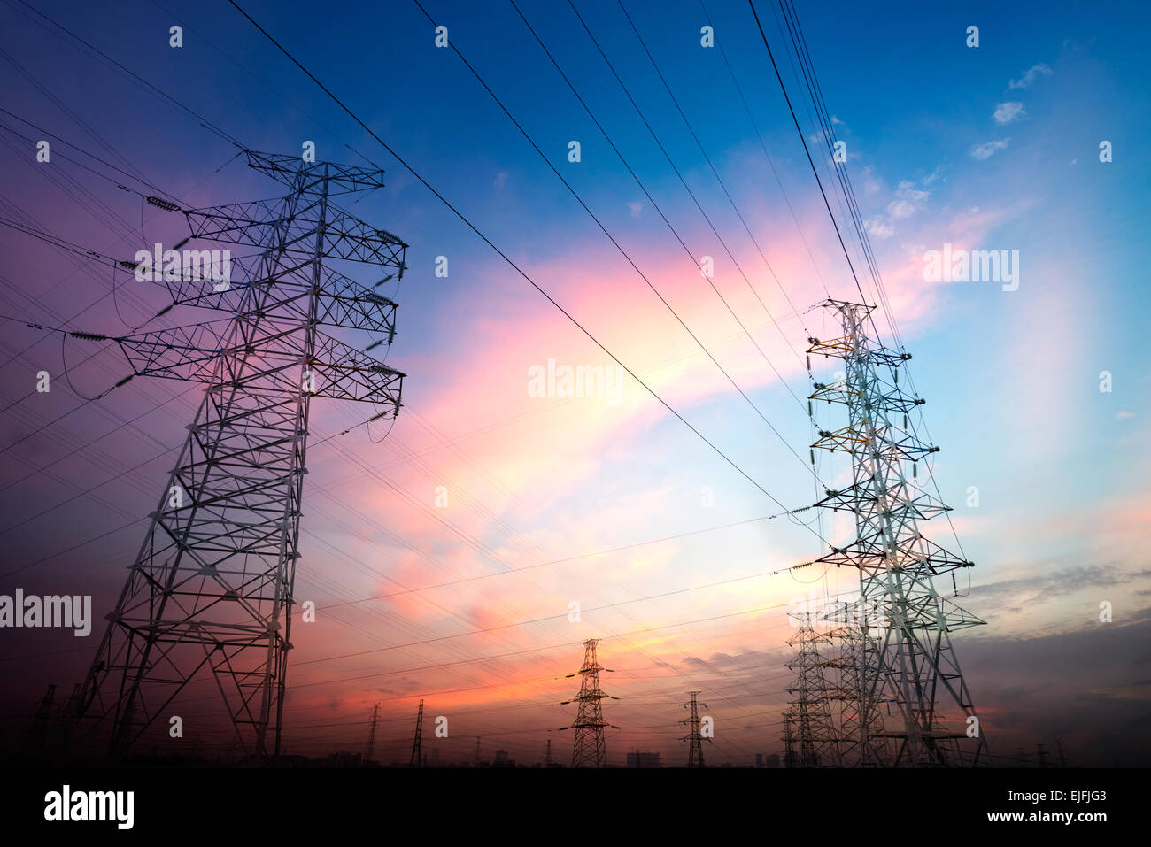 high voltage post.High-voltage tower sky background Stock Photo - Alamy