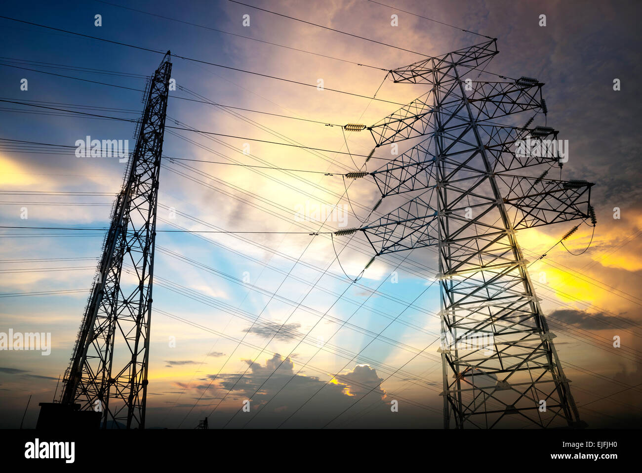 high voltage post.High-voltage tower sky background Stock Photo - Alamy