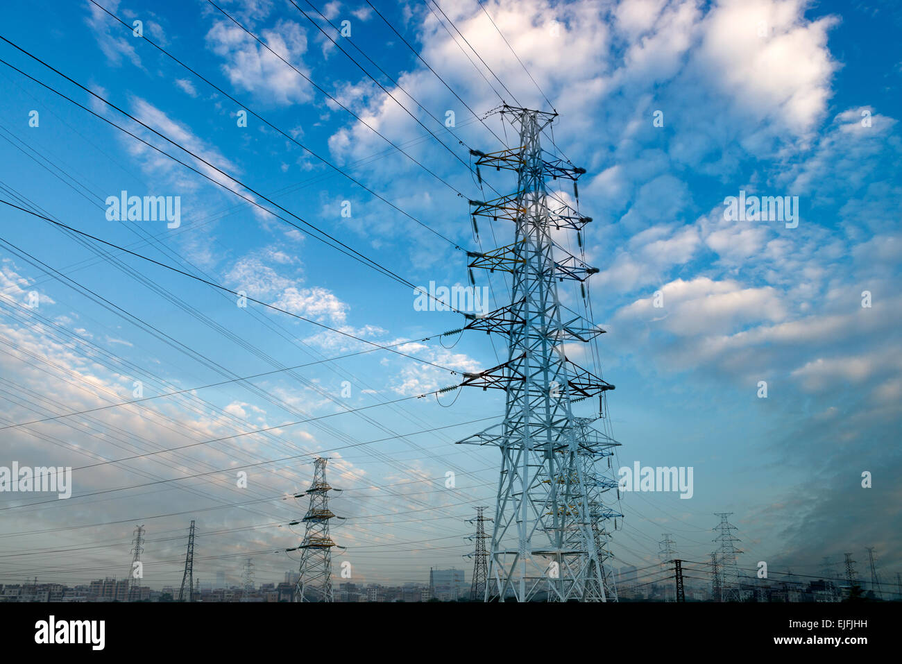 high voltage post.High-voltage tower sky background Stock Photo - Alamy