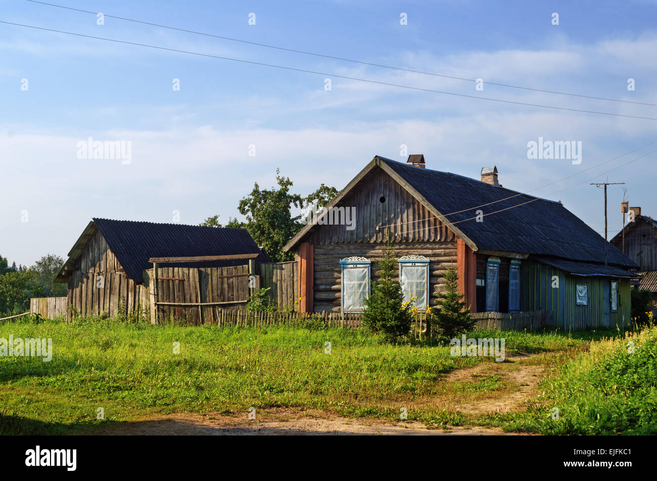 Rural landscape - old wooden house Stock Photo - Alamy