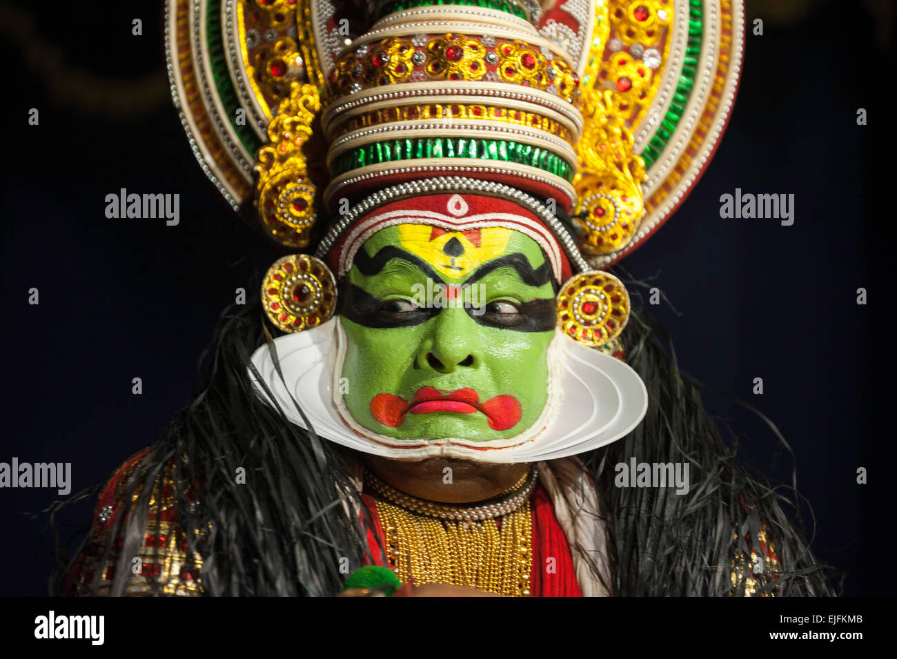 Kathakali Artist, Showing Mudra - Facial Expression Stock Photo - Alamy