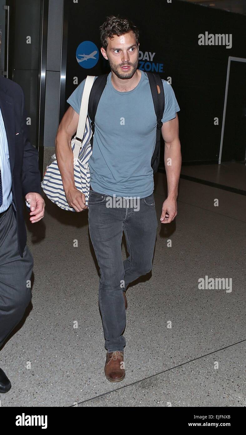 Jamie Dornan arrives at Los Angeles International (LAX) airport