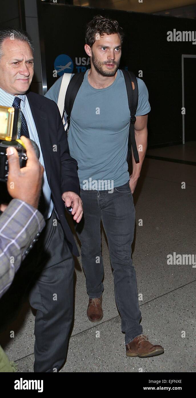 Jamie Dornan arrives at Los Angeles International (LAX) airport