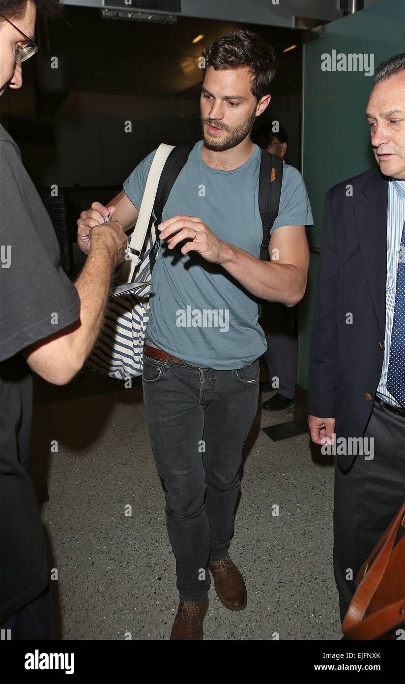 Jamie Dornan arrives at Los Angeles International (LAX) airport