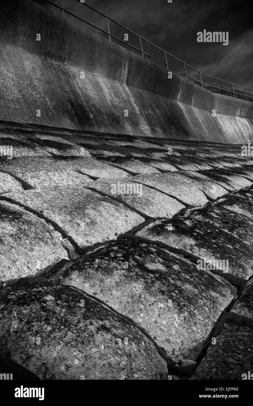 Concrete shore protection - Nigg Bay - Aberdeen - Scotland - UK Stock Photo