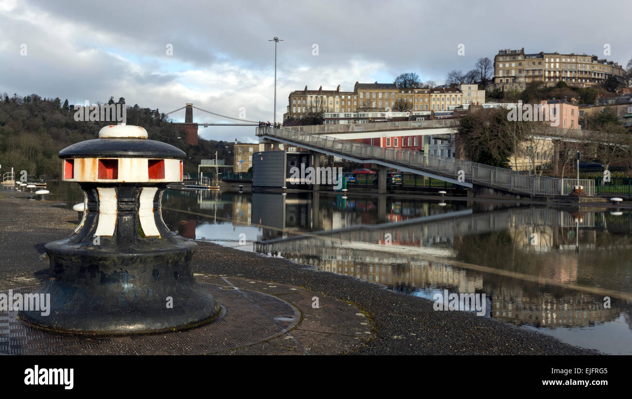 The locks at the entrance to Bristol's Floating Harbour are flooded by