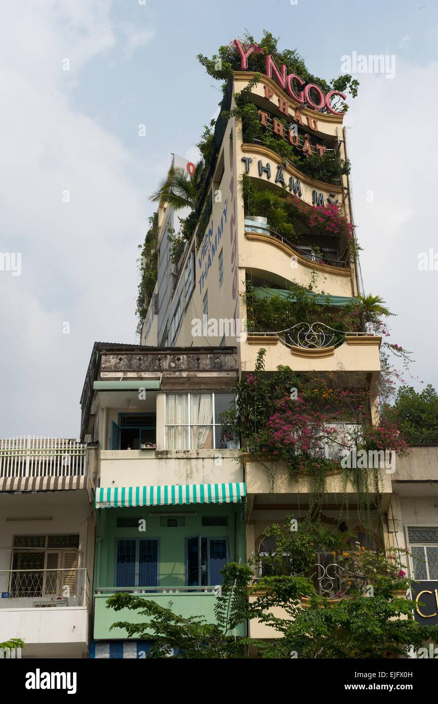 Typical residential and commercial building, Ho Chi Minh City, Vietnam Stock Photo