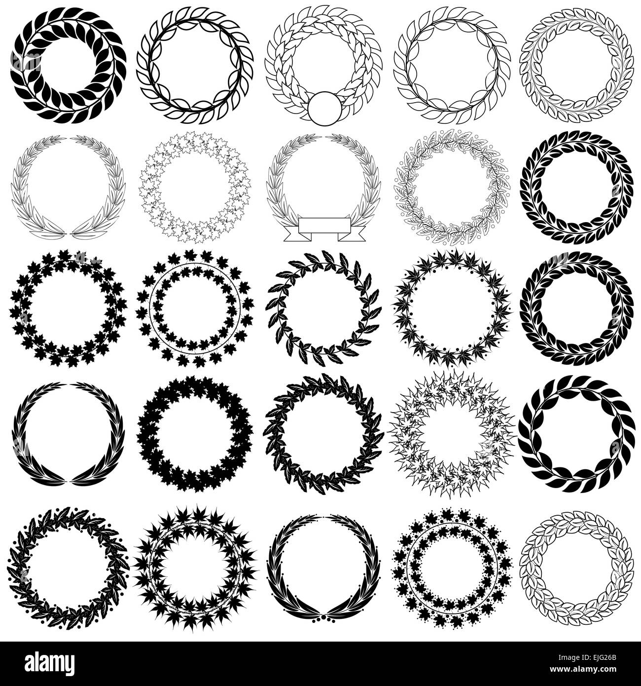 Set black laurel wreath on the white background. Vector illustr Stock ...