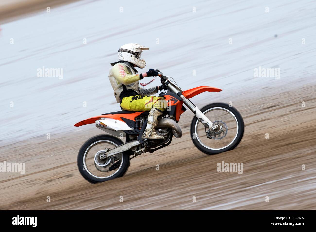 Motorcycle Sand Racing on the beach at Mablethorpe in East Yorkshire