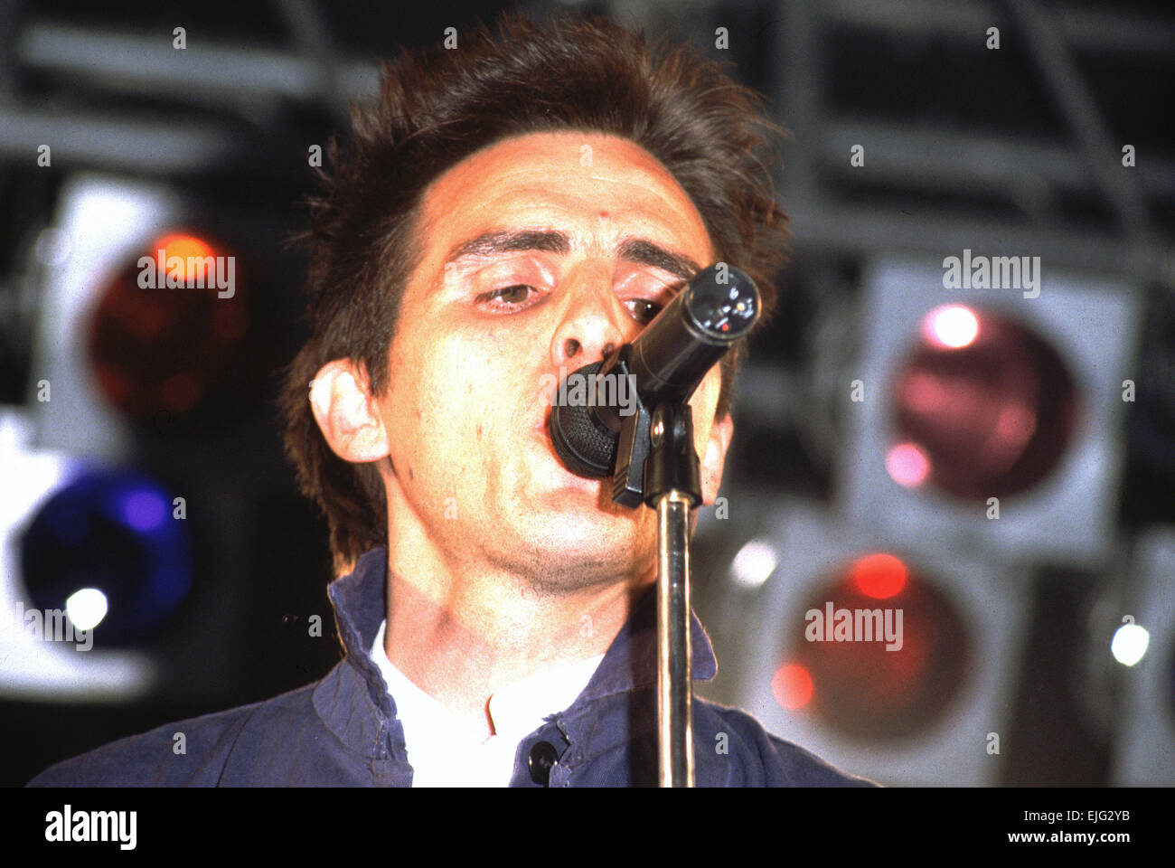 Italian singer Giovanni Lindo Ferretti lead vocalist with new wave band CCCP performing live in Rome Stock Photo