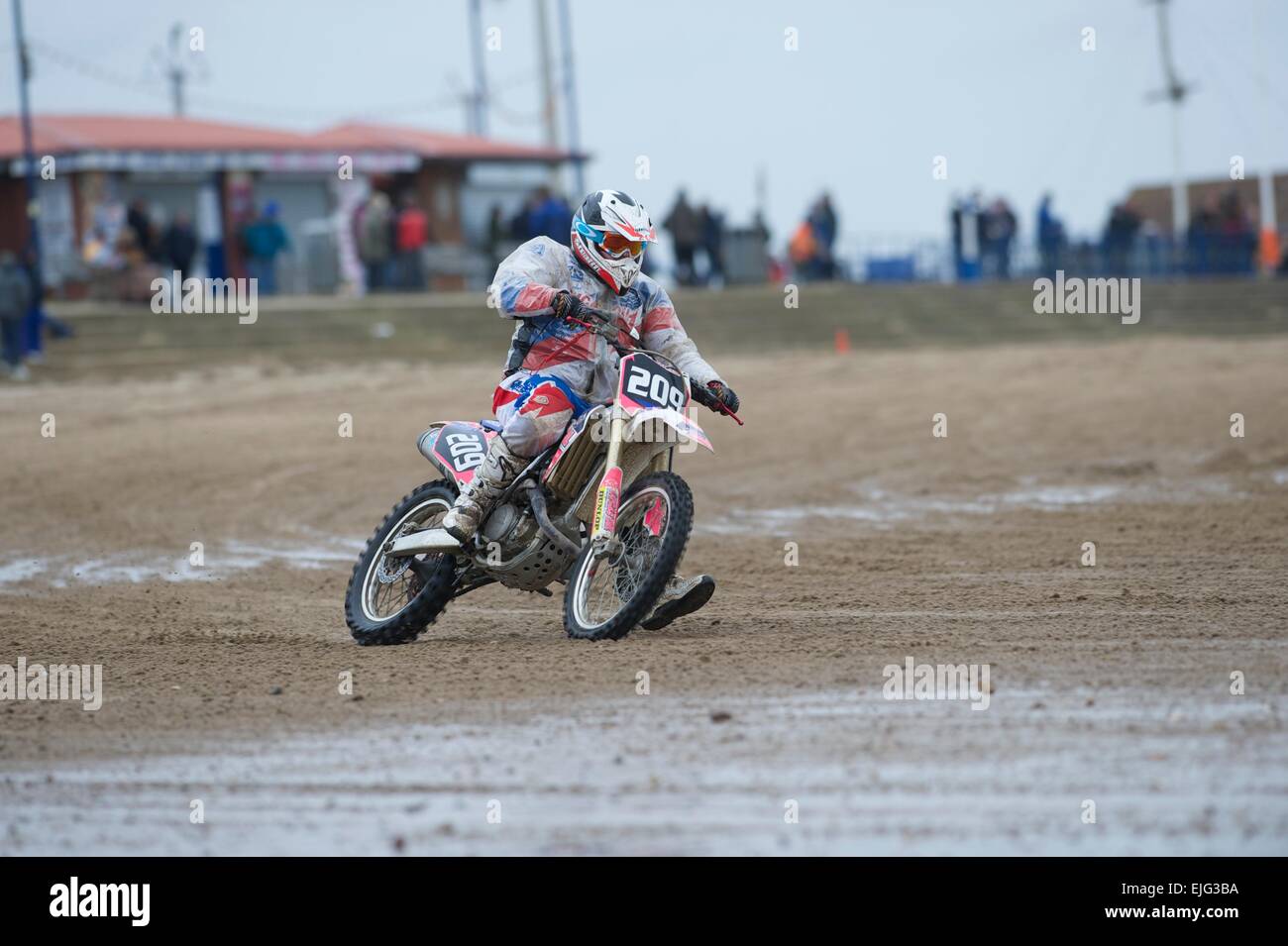 Motorcycle Sand Racing on the beach at Mablethorpe in East Yorkshire