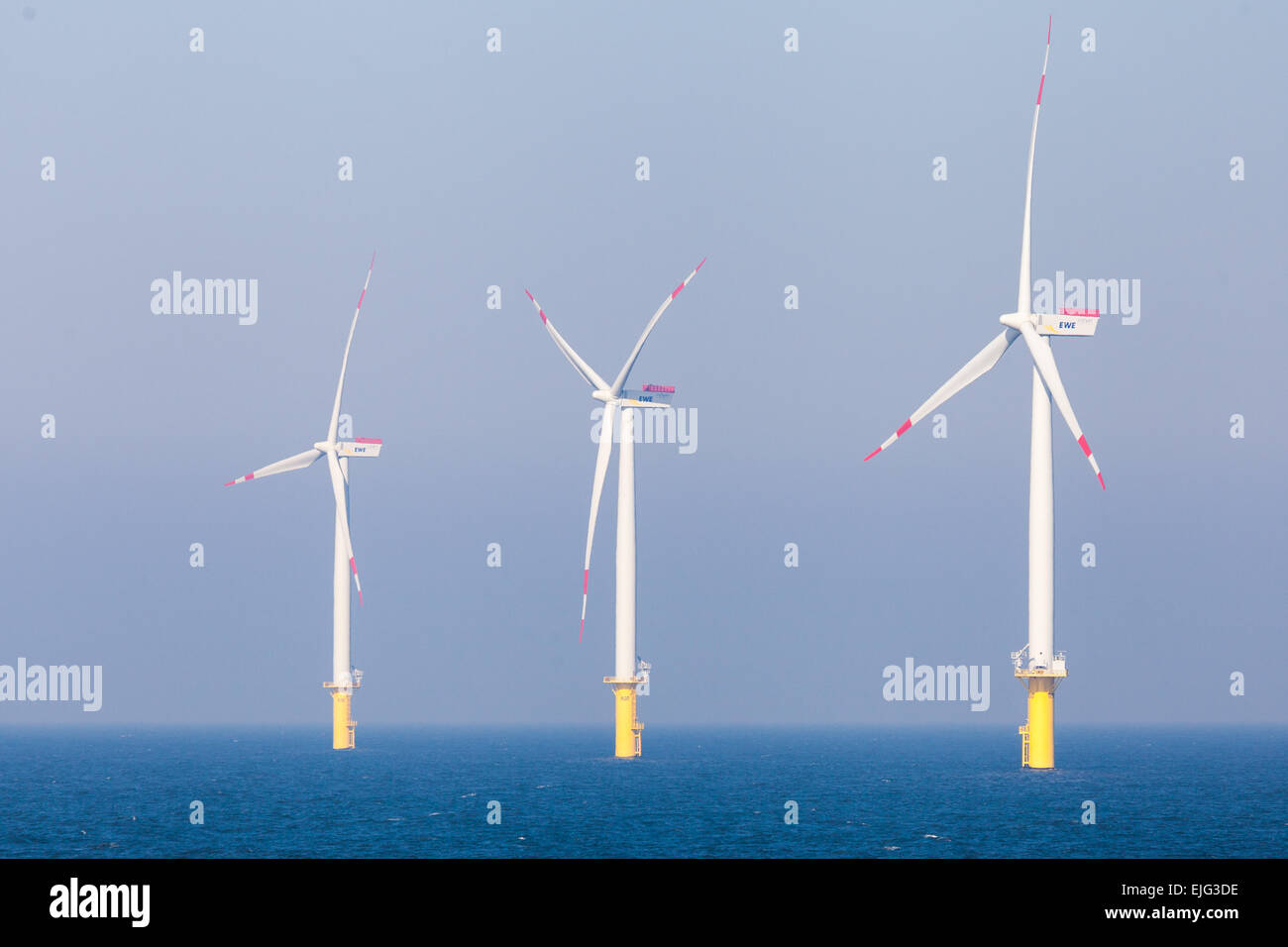 The Borkum Riffgat Offshore Wind Farm, approx. 15 km north-west of the German island of Borkum Stock Photo