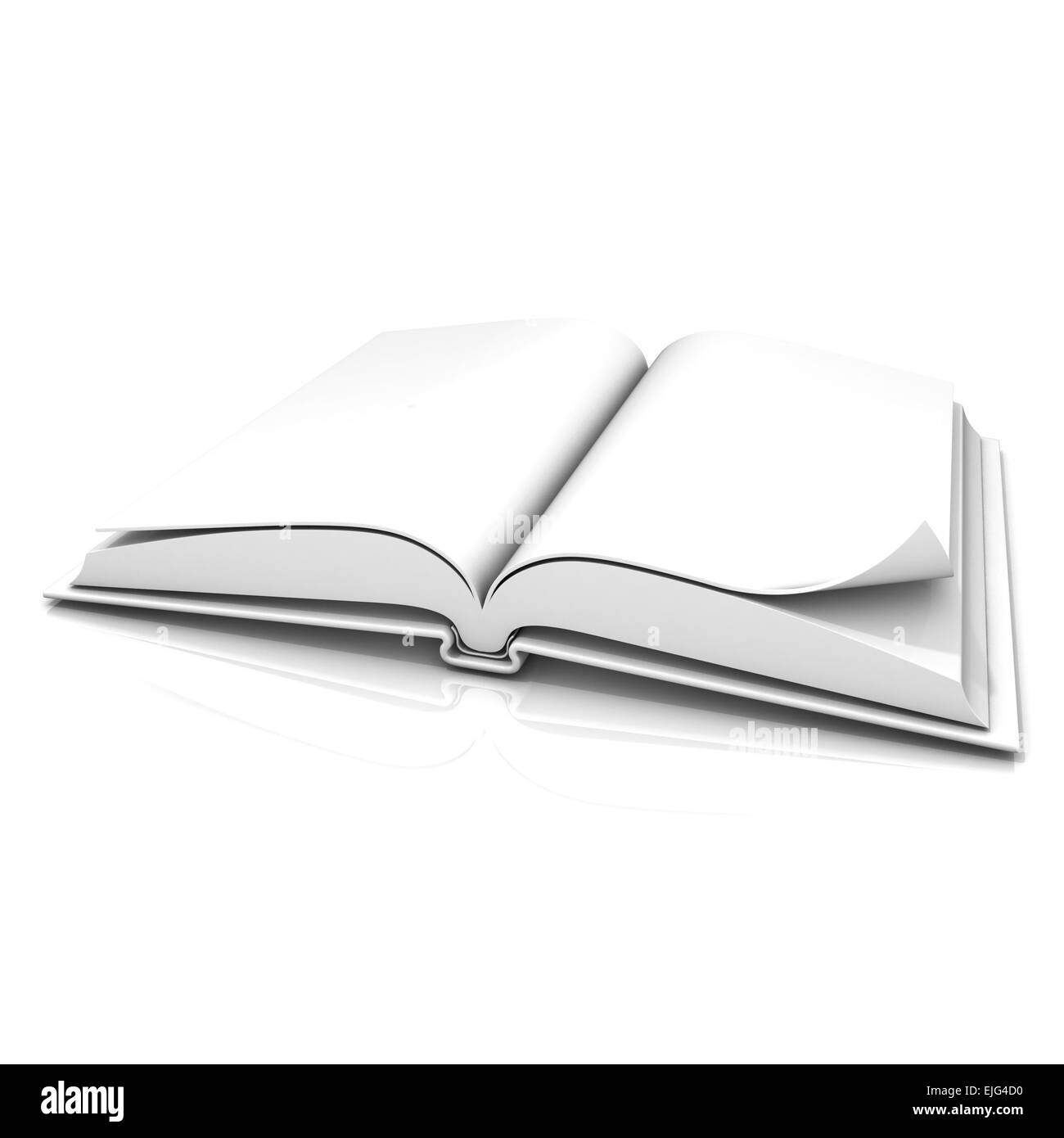 Blank open white book, isolated on white Stock Photo