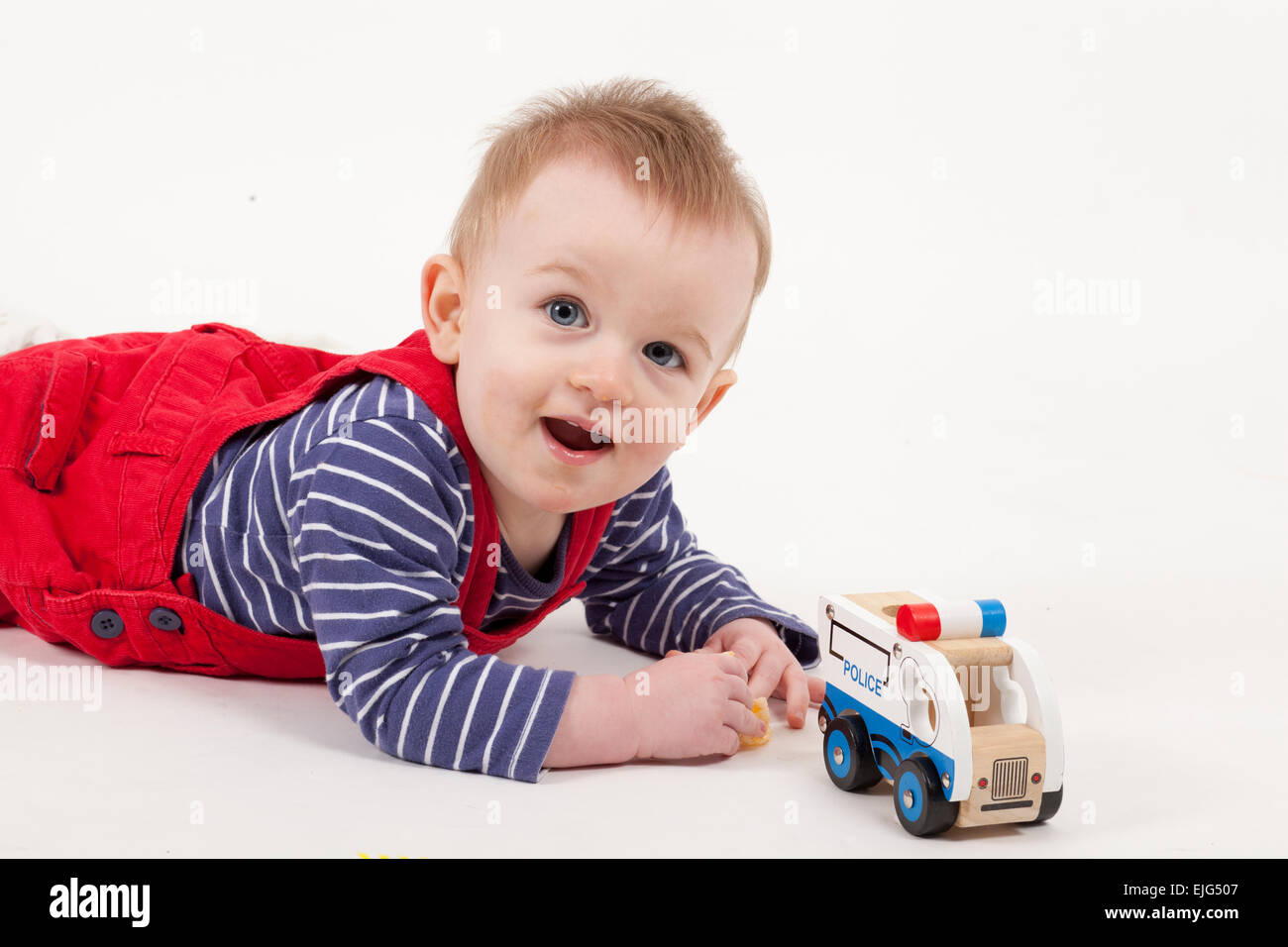 police baby playing with toys