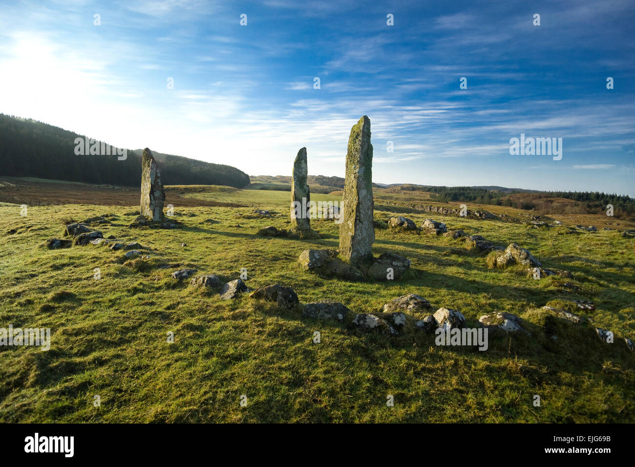 standing stones at glengorm isle of mull Stock Photo
