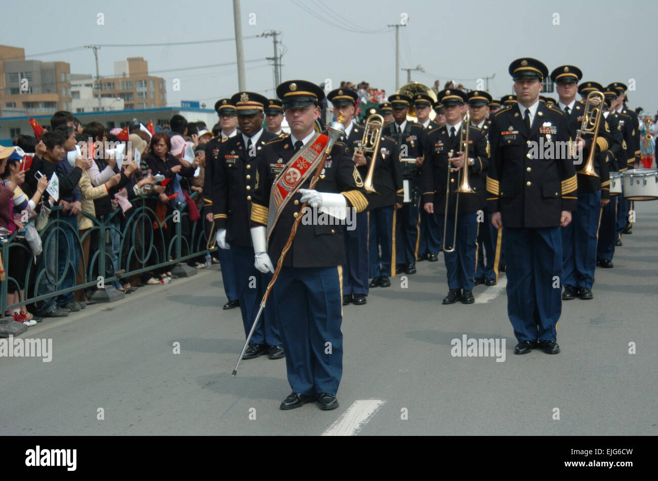 The Eighth United States Army Band performs during a parade for the opening ceremony of the 2008 Shanghai Spring International Music Festival in Shanghai, China April 30. The band will also perform at a concert held at Zhengda Indoor Stadium at Fudan University, Shanghai.  Sgt. Fay Conroy Stock Photo