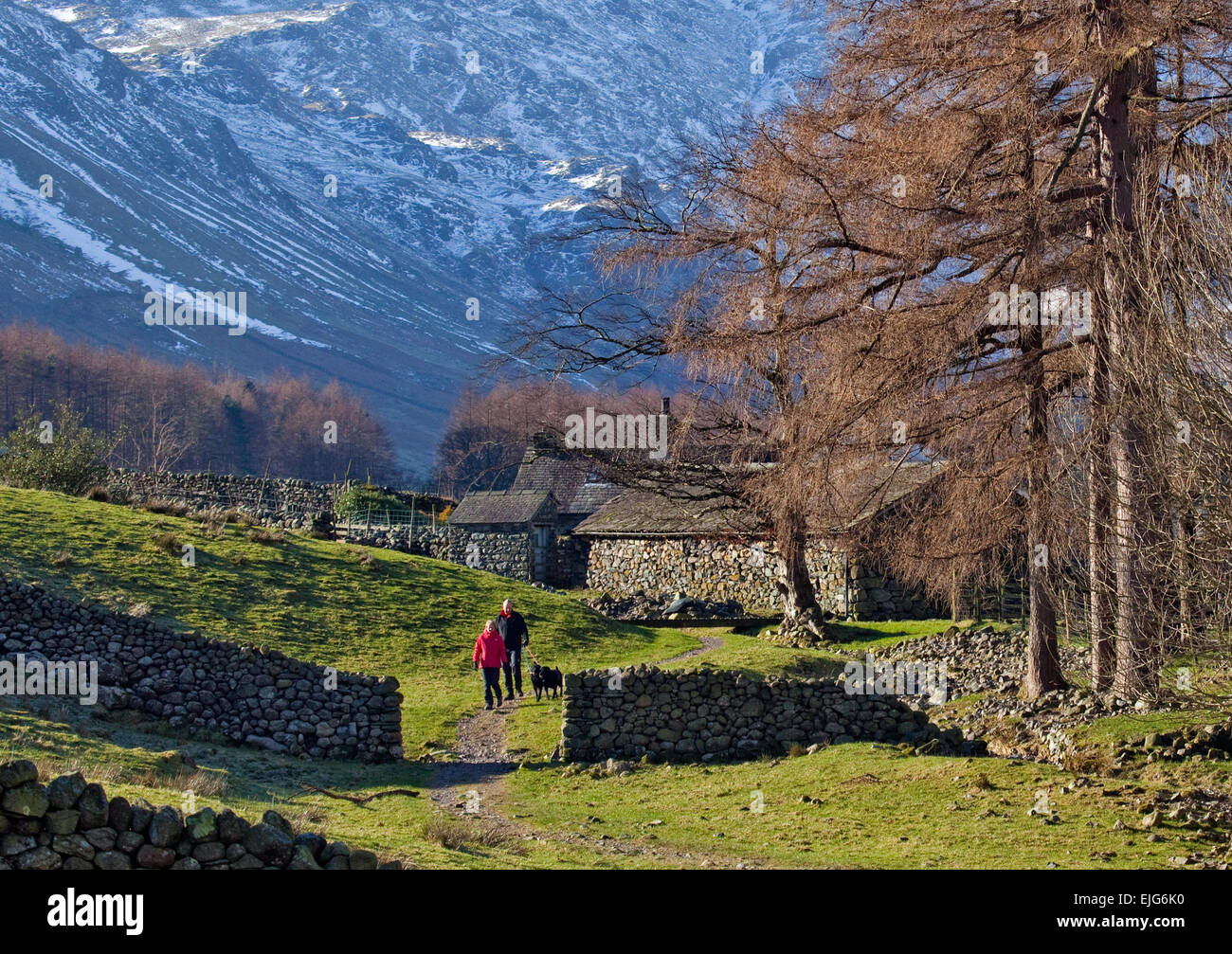 Stool End farm Great Langdale valley head in winter Lake District