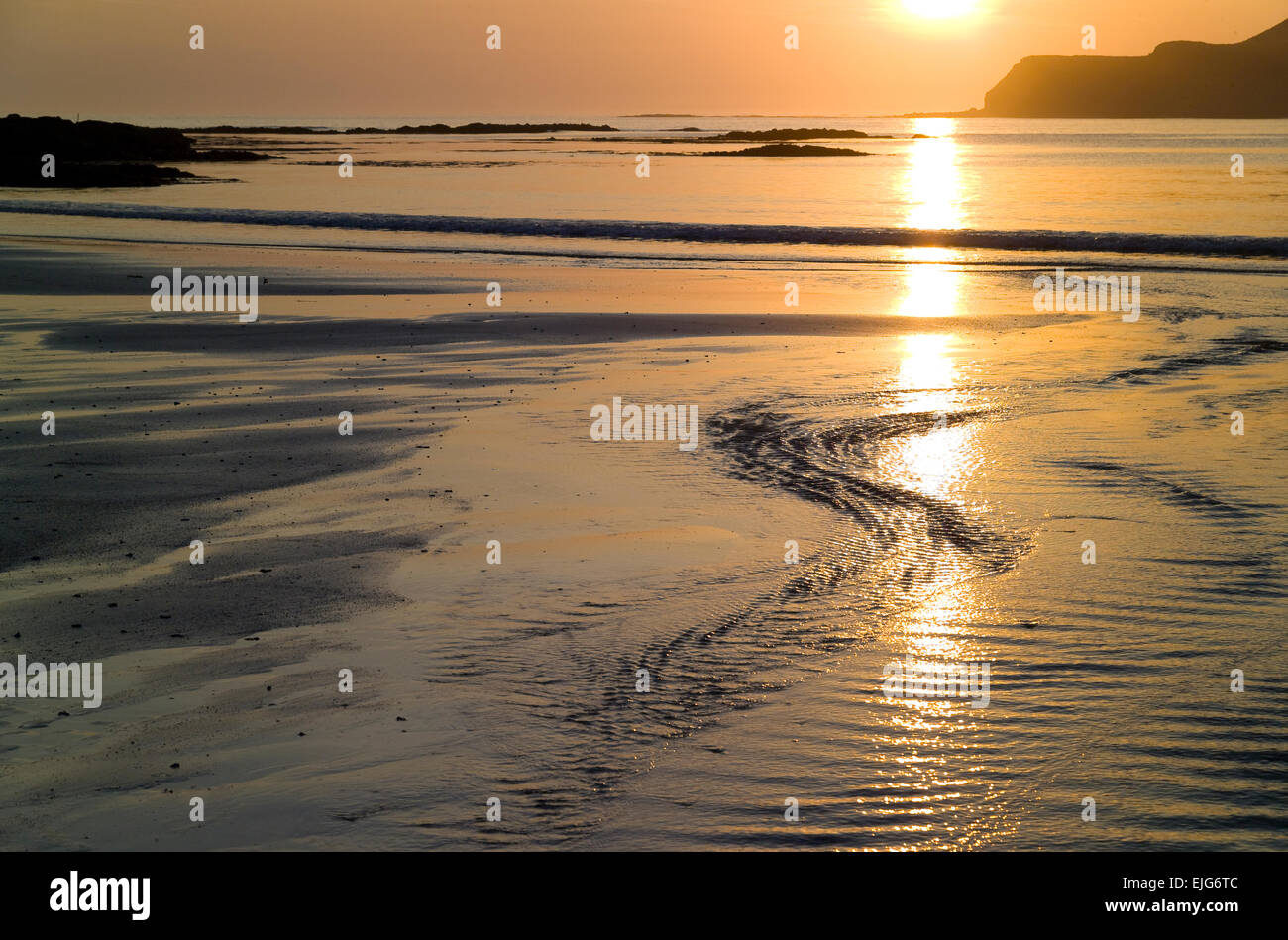 sunset at calgary bay isle of mull Stock Photo