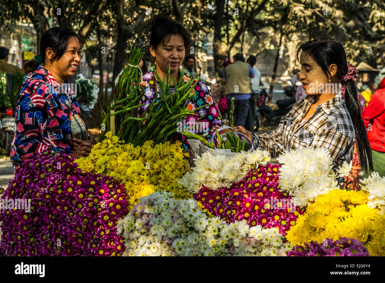 Flower Market Street Scene Stock Photo Alamy