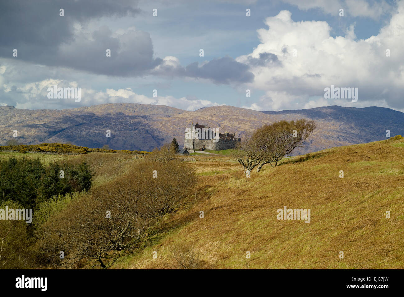 duart castle view with blue sky from south Stock Photo