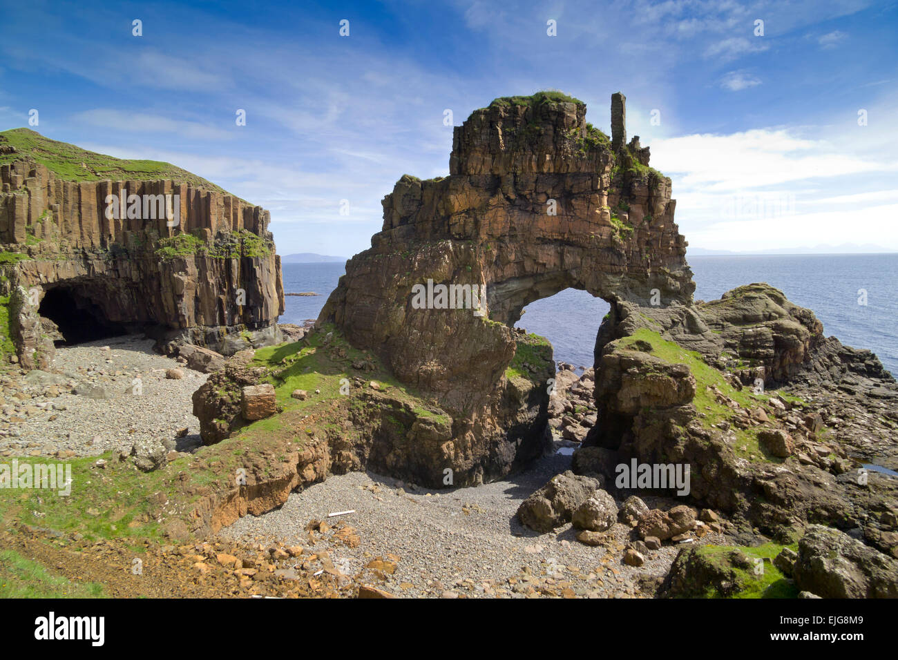 carsaig arches trail a coastal walk on shore with geological features Stock Photo