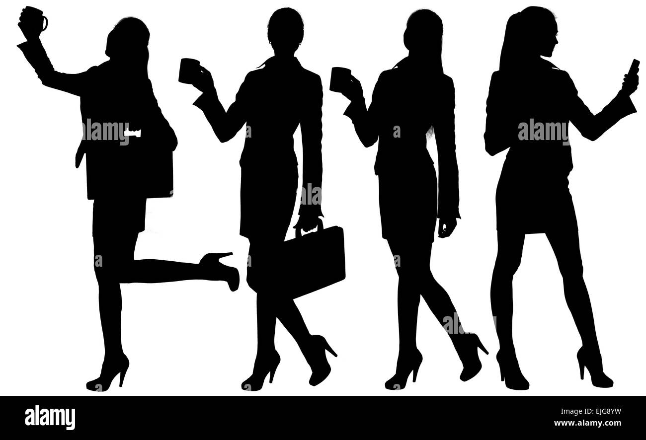 Business woman silhouette with briefcase Stock Photo Alamy