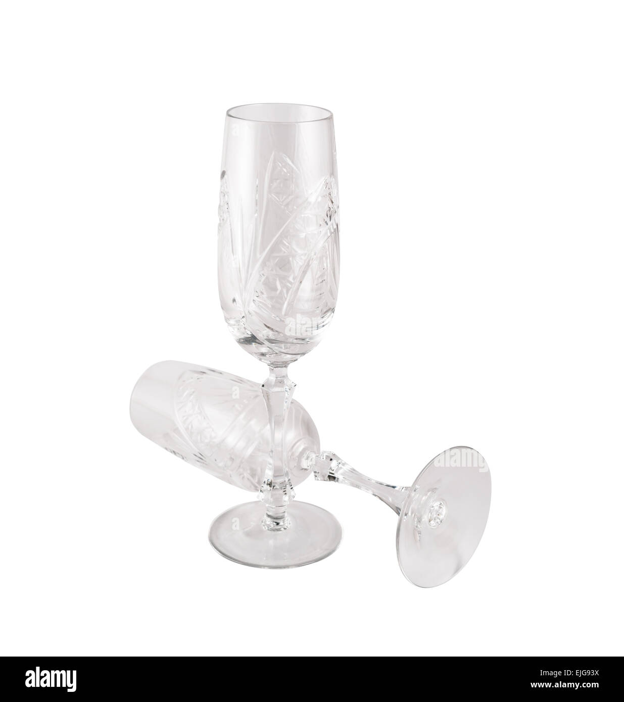 Crystal champagne flute stemware isolated Stock Photo Alamy