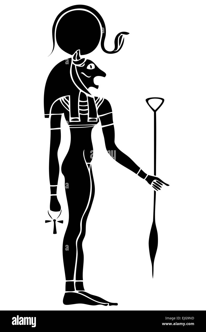Vector illustration of the Bastet - ancient solar and war Goddess - Goddess of ancient Egypt Stock Vector