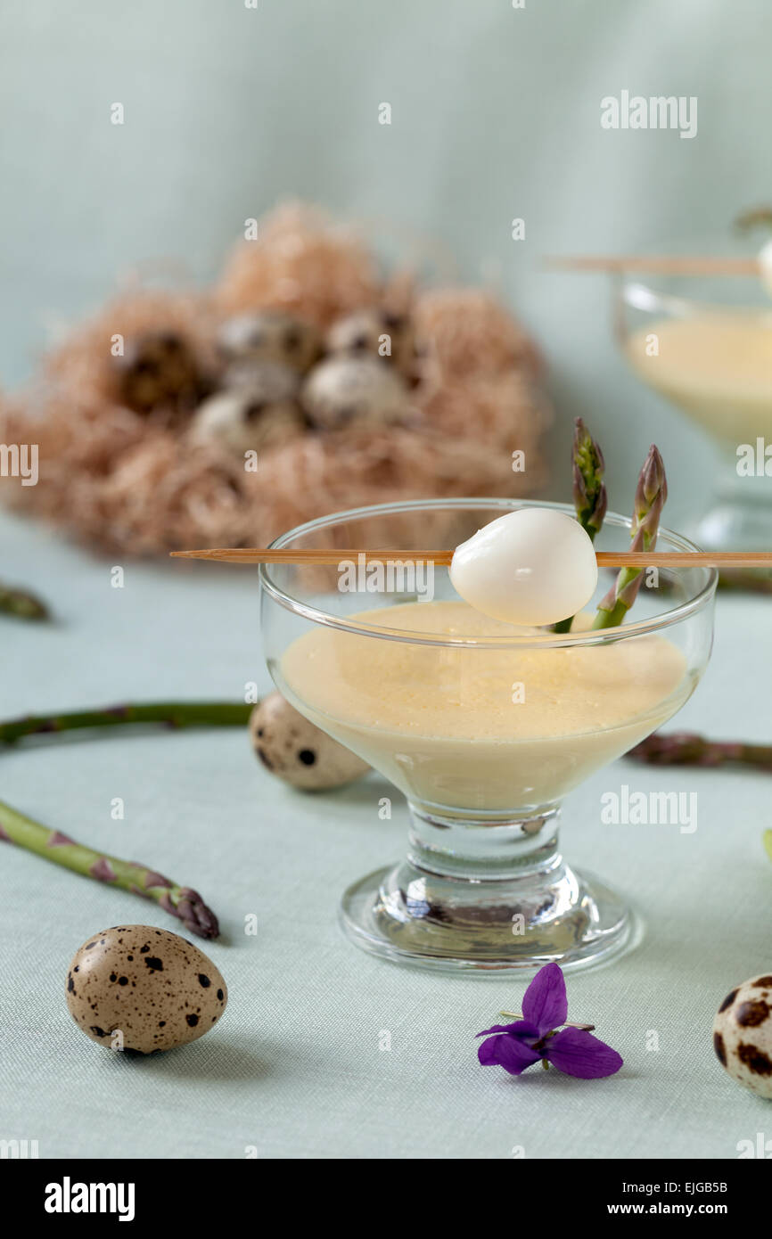 Quail Eggs In Mustard Mayonnaise Stock Photo Alamy