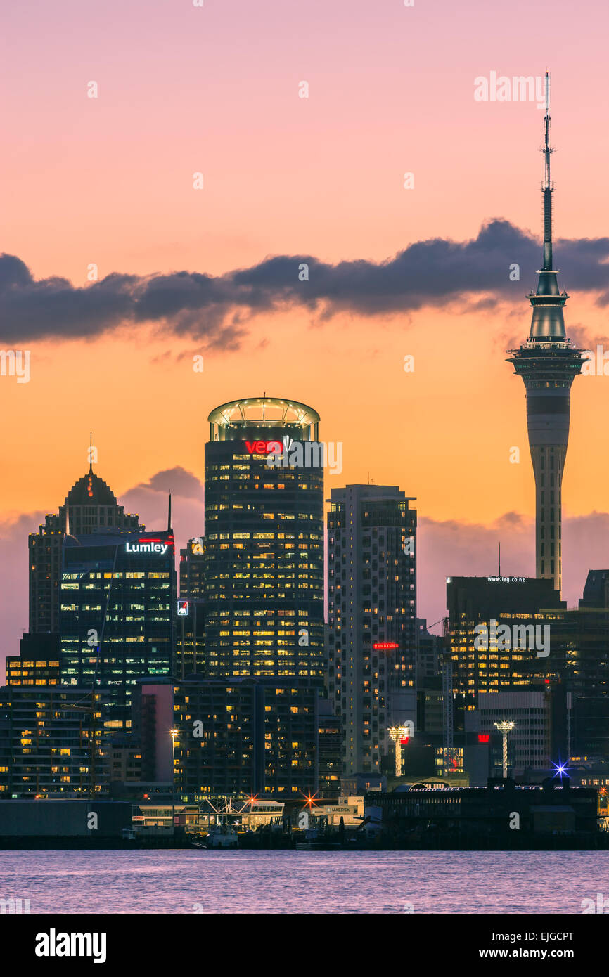 Auckland by night from Devonport. Stock Photo