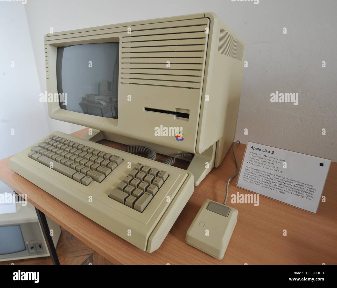 Start of exhibition of historical computers of US firm Apple, including rare computers like Apple Lisa (pictured), first Macintosh, Power Mac G4 Cube took place in chateau Slavkov - Austerlitz, Slavkov u Brna, Czech Republic, March 26, 2015. (CTK Photo/Igor Zehl) Stock Photo