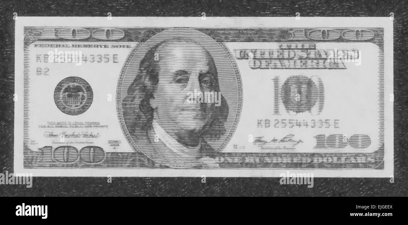 Background of 100 dollar banknotes Black and White Stock Photos ...