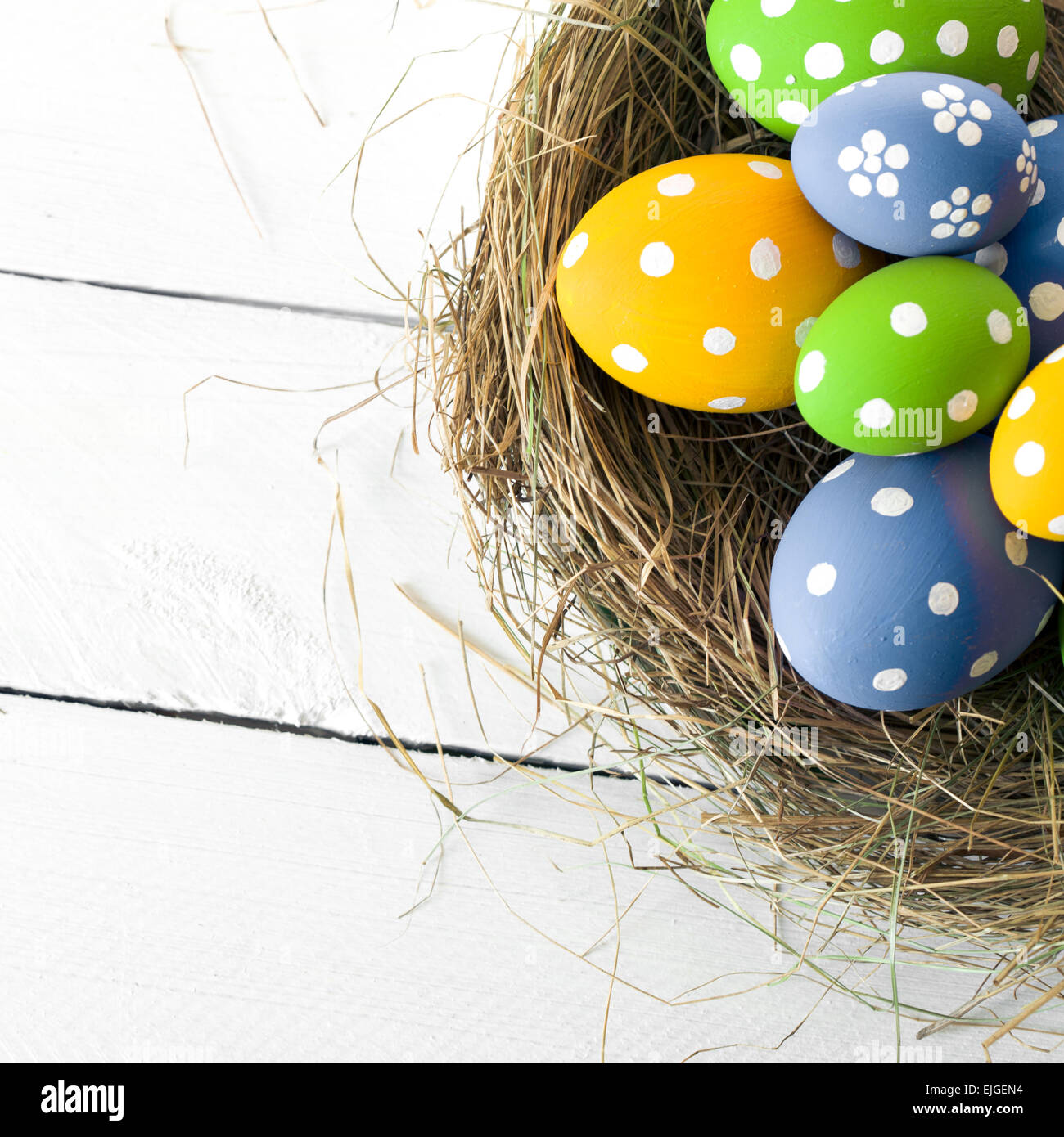 Easter Nest with Eggs Stock Photo