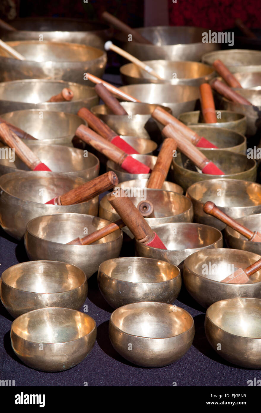 Stall of tibetan Singing Bowls or Cup of life, popular product in Nepal