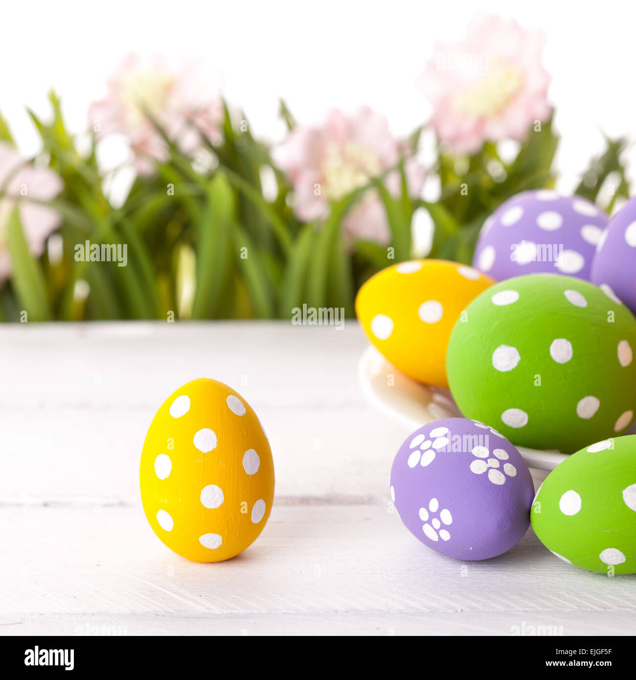 Easter eggs and Fresh Green Grass Stock Photo