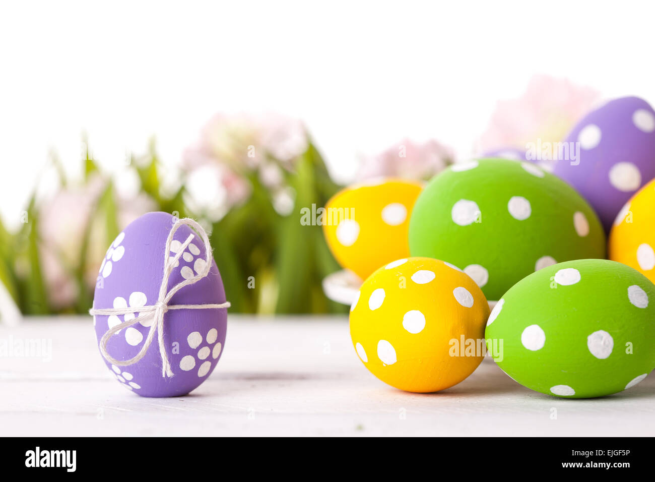 Easter eggs and Fresh Green Grass Stock Photo