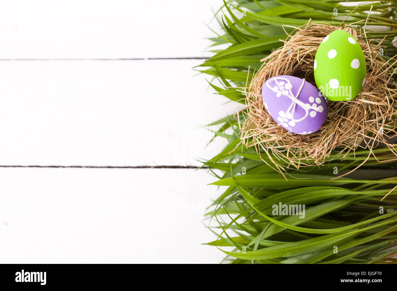 Colorful easter eggs with white points Stock Photo