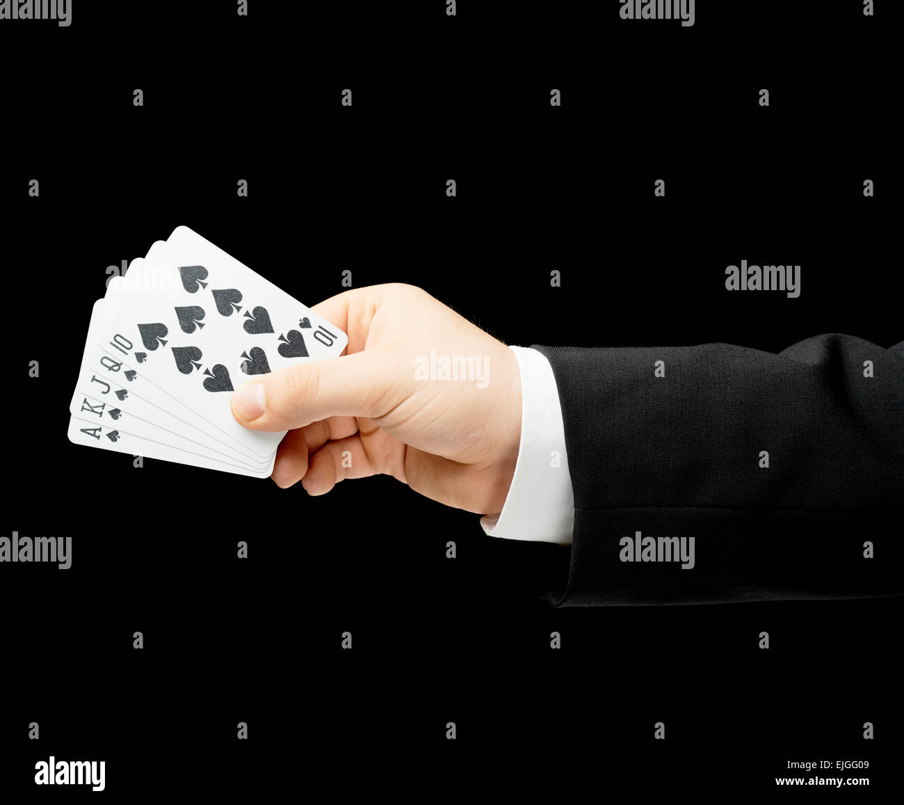 Caucasian male hand in a business suit isolated Stock Photo