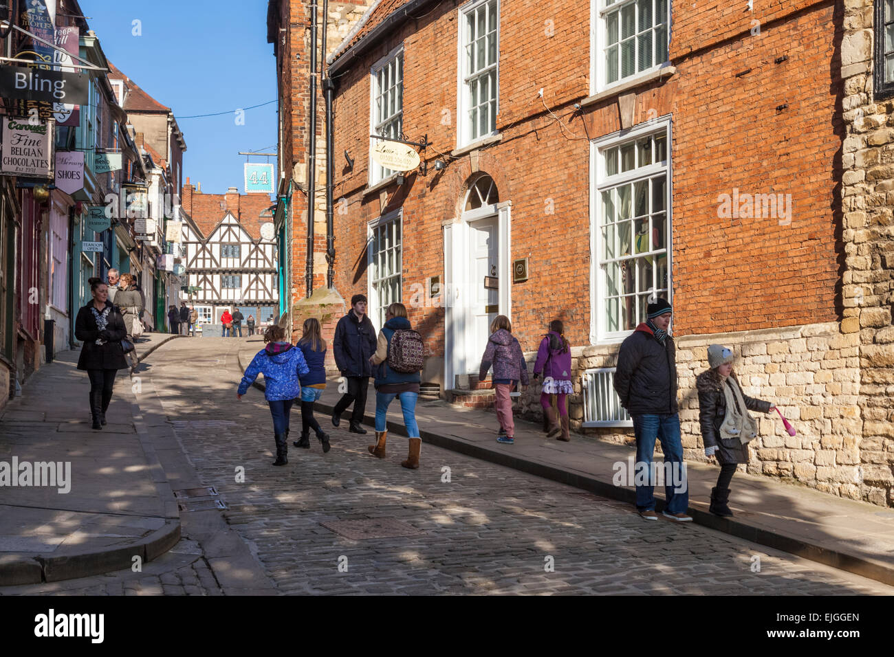 The top of Steep Hill, Lincoln, England, UK. Stock Photo