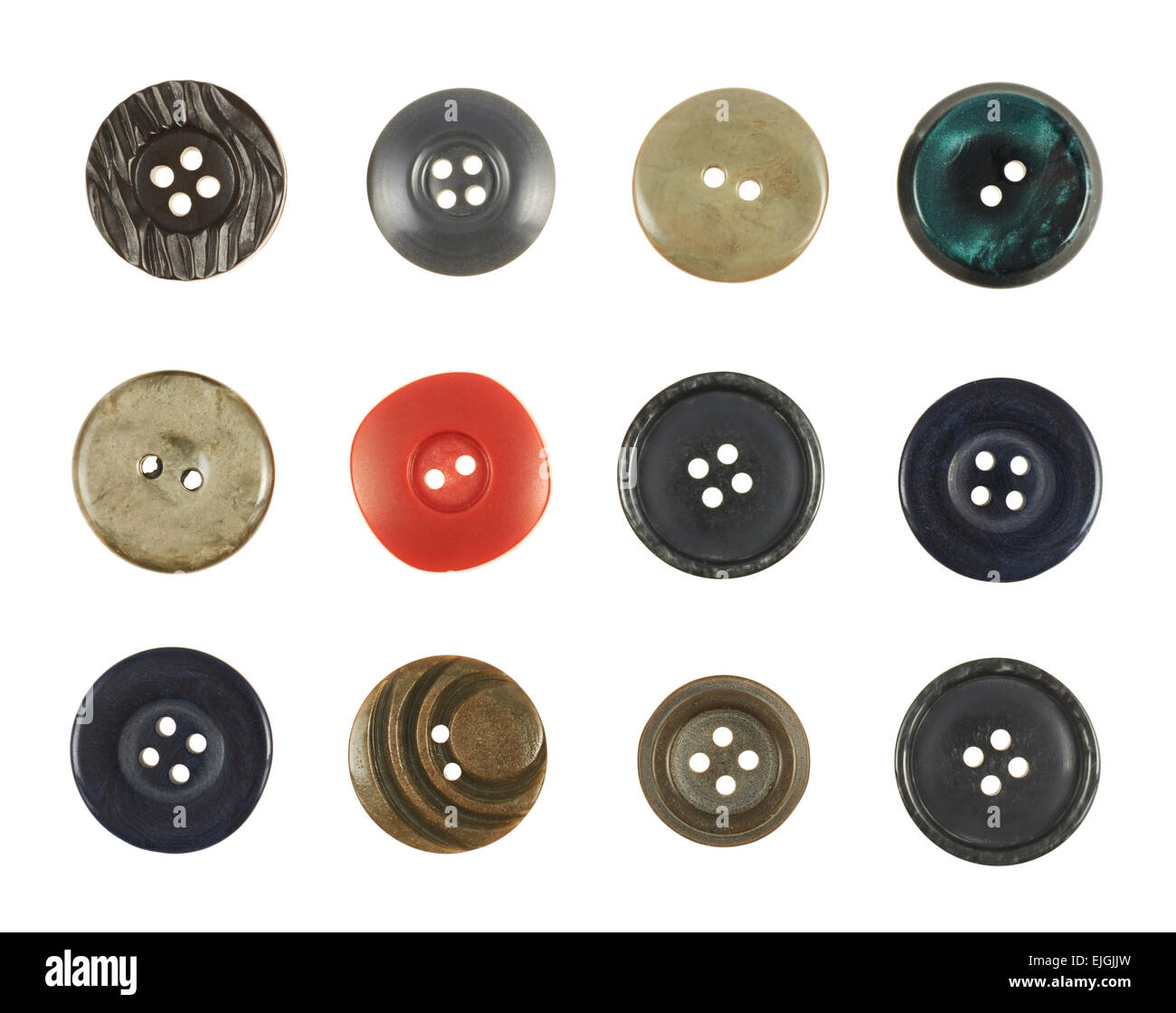 Multiple sew-through buttons isolated Stock Photo - Alamy