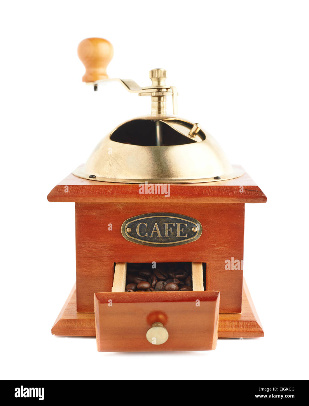 Traditional manual wooden coffee grinder isolated Stock Photo Alamy