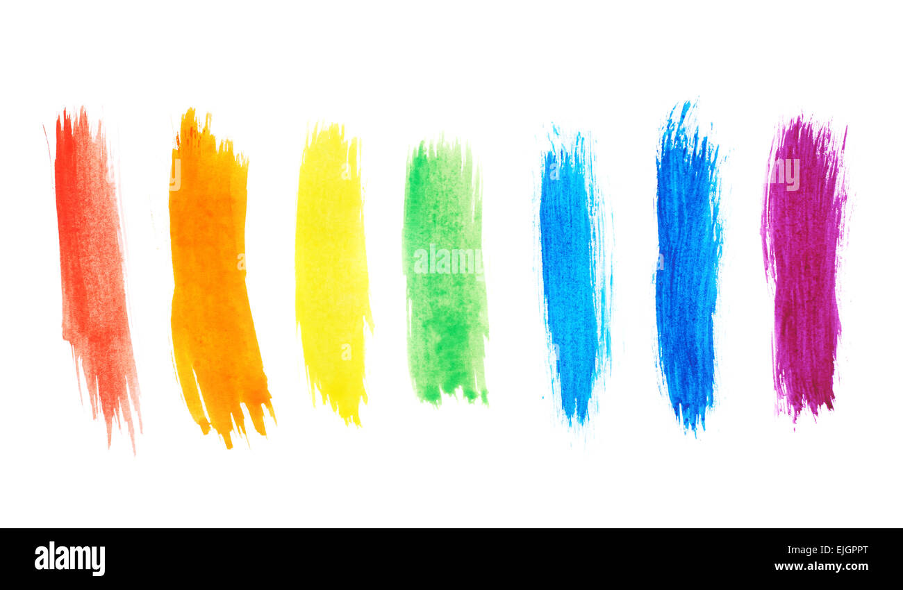 Seven watercolor paint strokes Stock Photo Alamy