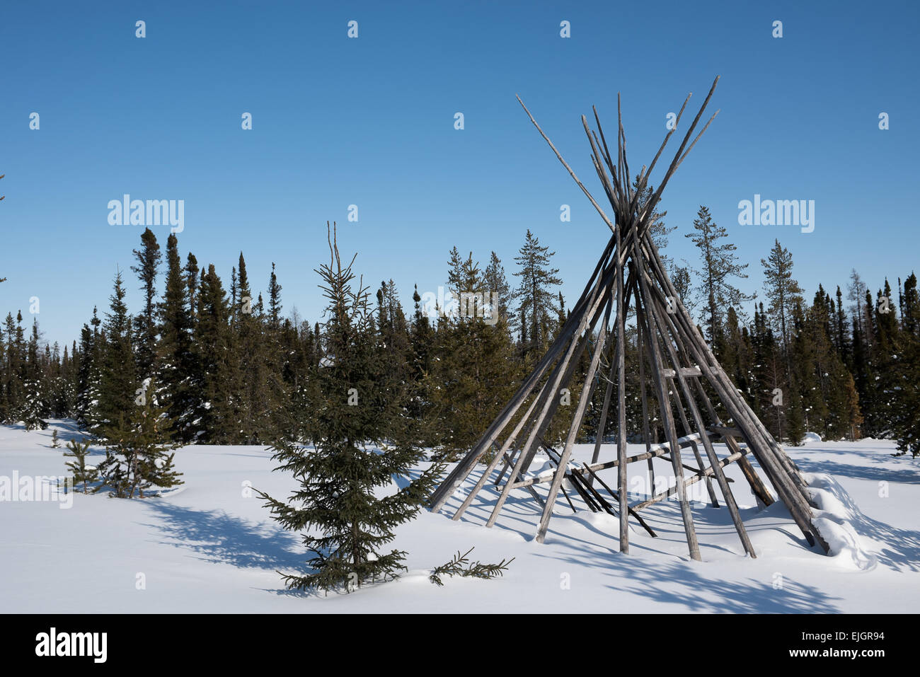 Tepee Cree Native territory, Northern James Bay, Quebec Stock Photo