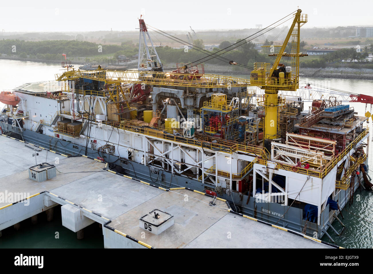 The Glen Affric tender barge for oil drilling docked at Port Klang in