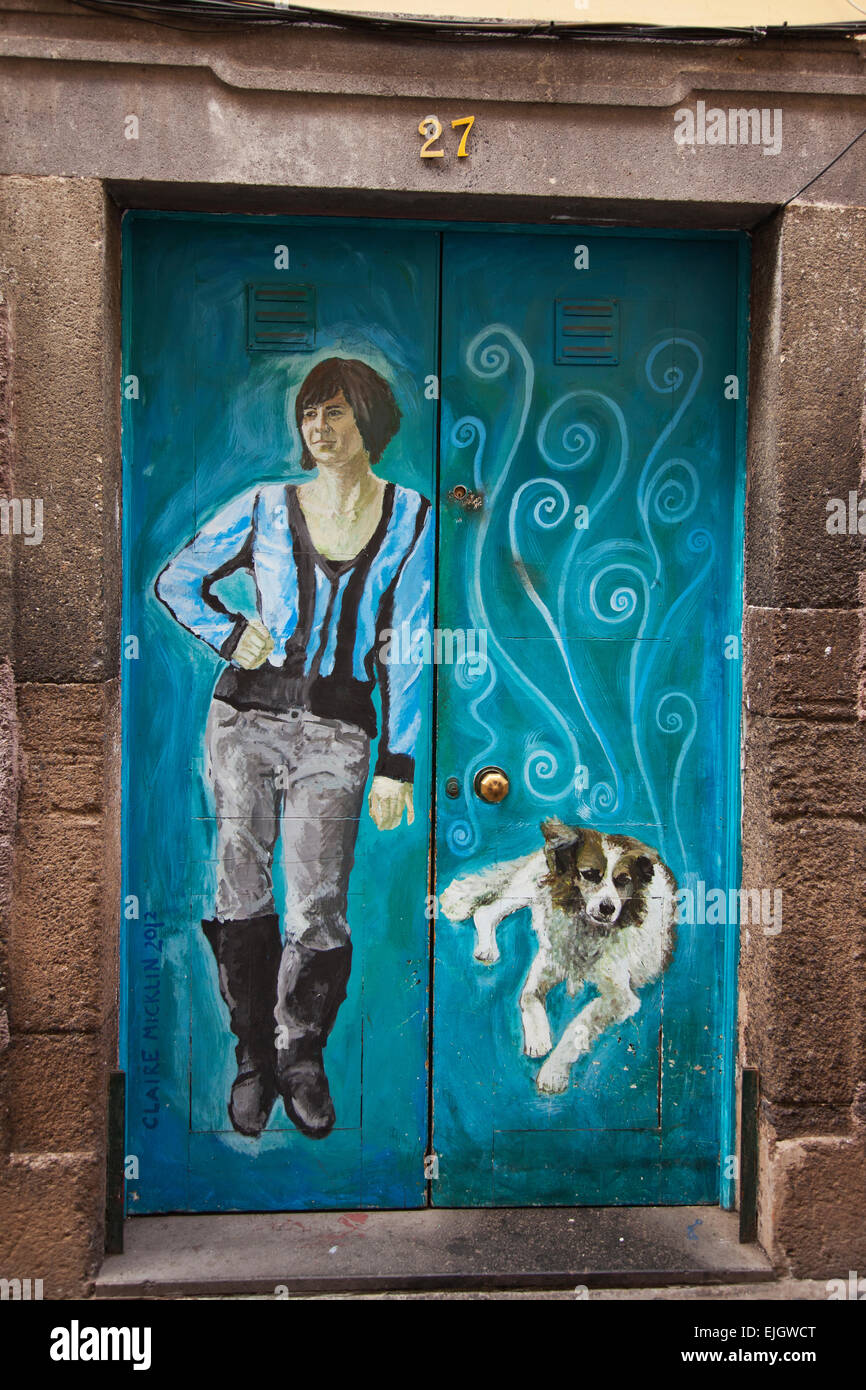 Painted doors in Funchal Madeira Portugal Stock Photo Alamy