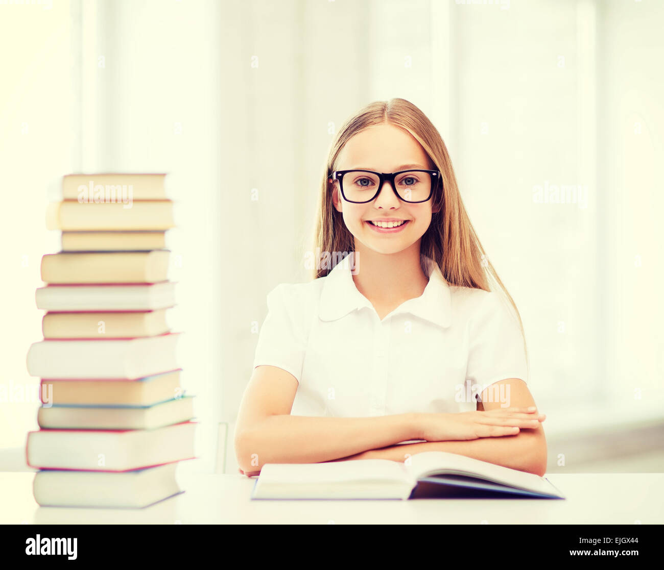student girl studying at school Stock Photo - Alamy