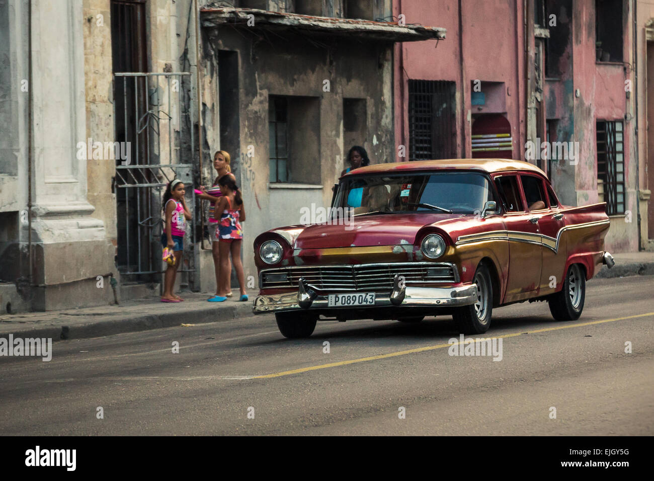 Classical car on the streets of Havana. Stock Photo