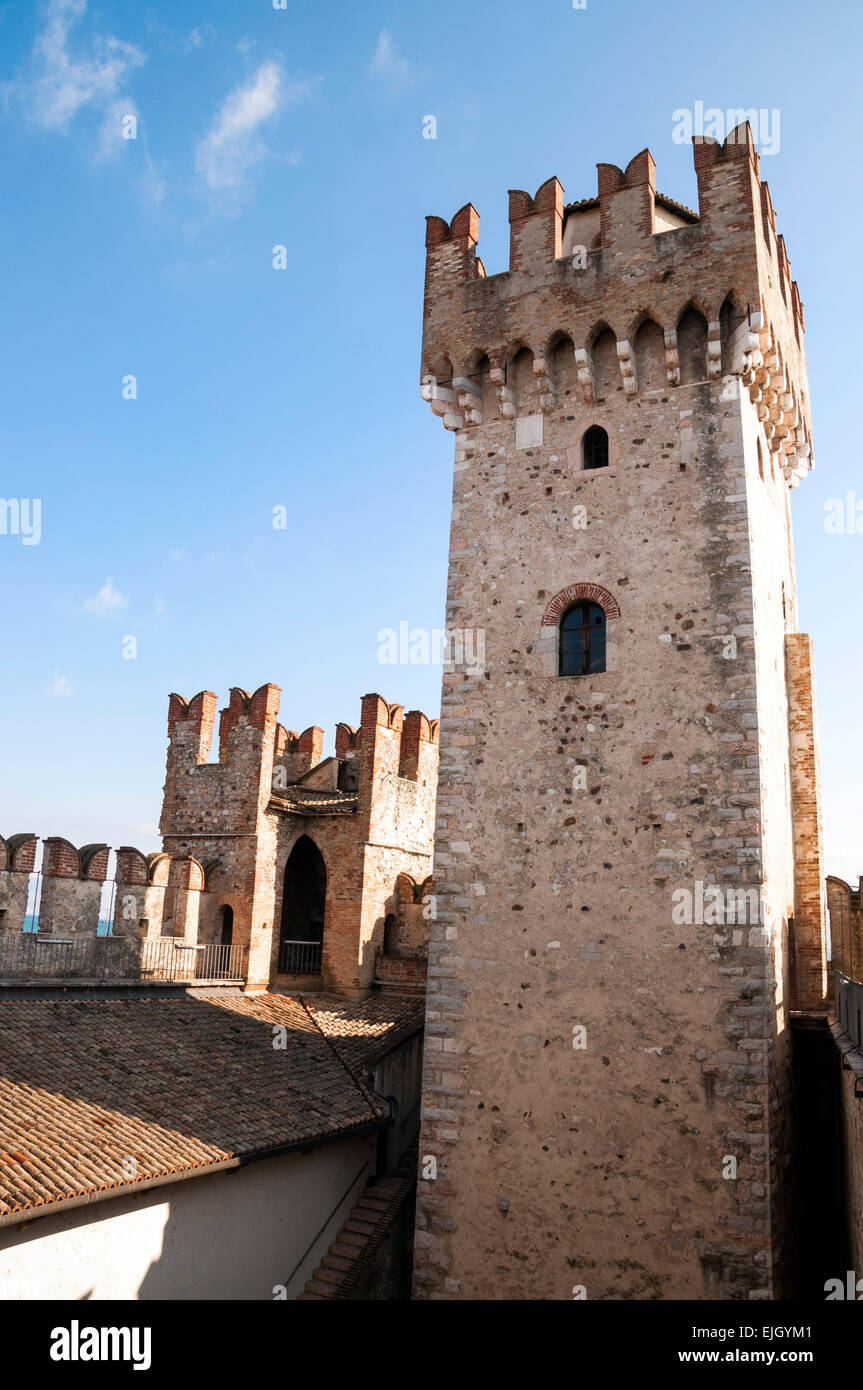Tower of Sirmione Citadel, Garda lake Stock Photo
