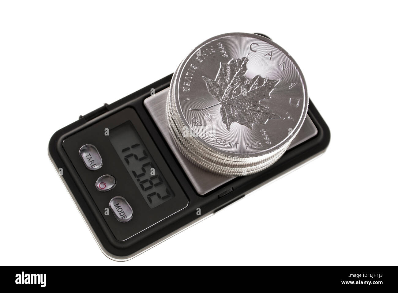 Canadian Silver Coin Investment, one ounce troy Stock Photo