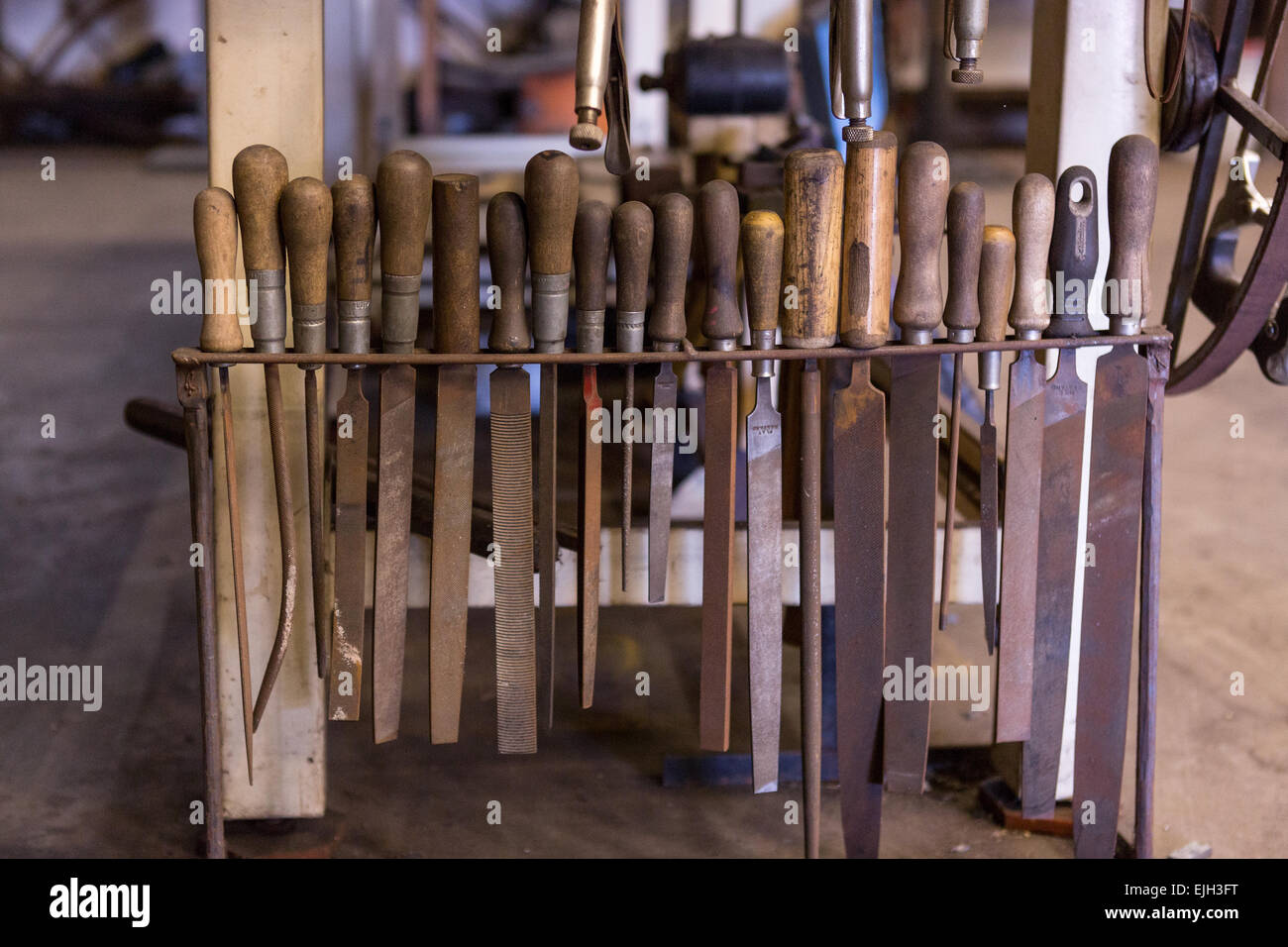 Blacksmith metal working tools at a iron working shop in Charleston, SC Stock Photo Alamy
